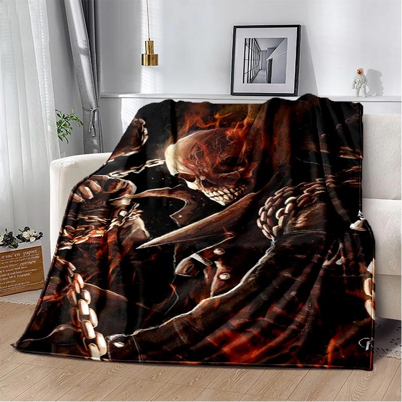 2026 New Marvel Horror Ghost Rider Cartoon Gift Soft Blanket,Soft Throw Blanket for Home Bedroom Bed Sofa Picnic Child Cover Kid