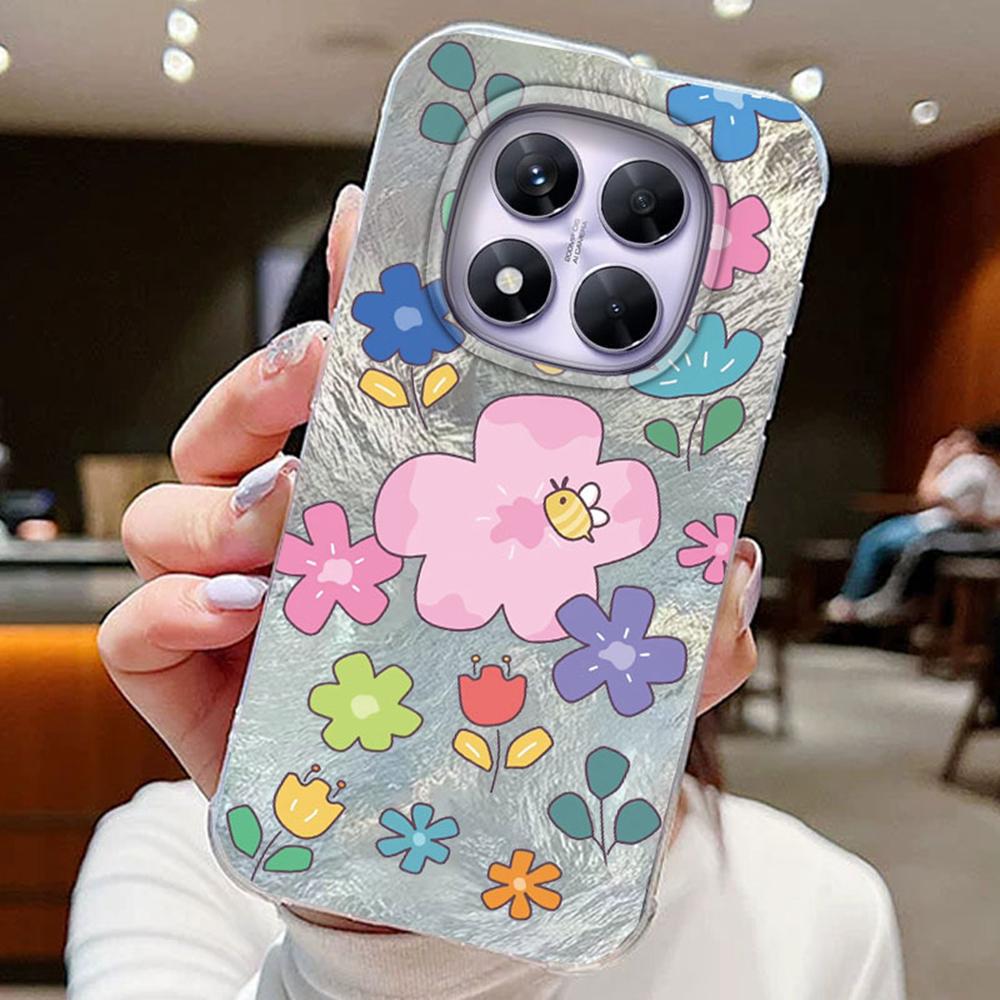 Kolorowy Gradient Biały Motyl Leopard Love Print Etui na Telefon Xiaomi Redmi Note 14 Pro 5G Pokrowiec Miękki Silikonowy Bumper Twardy PC Tylny Pokrowiec