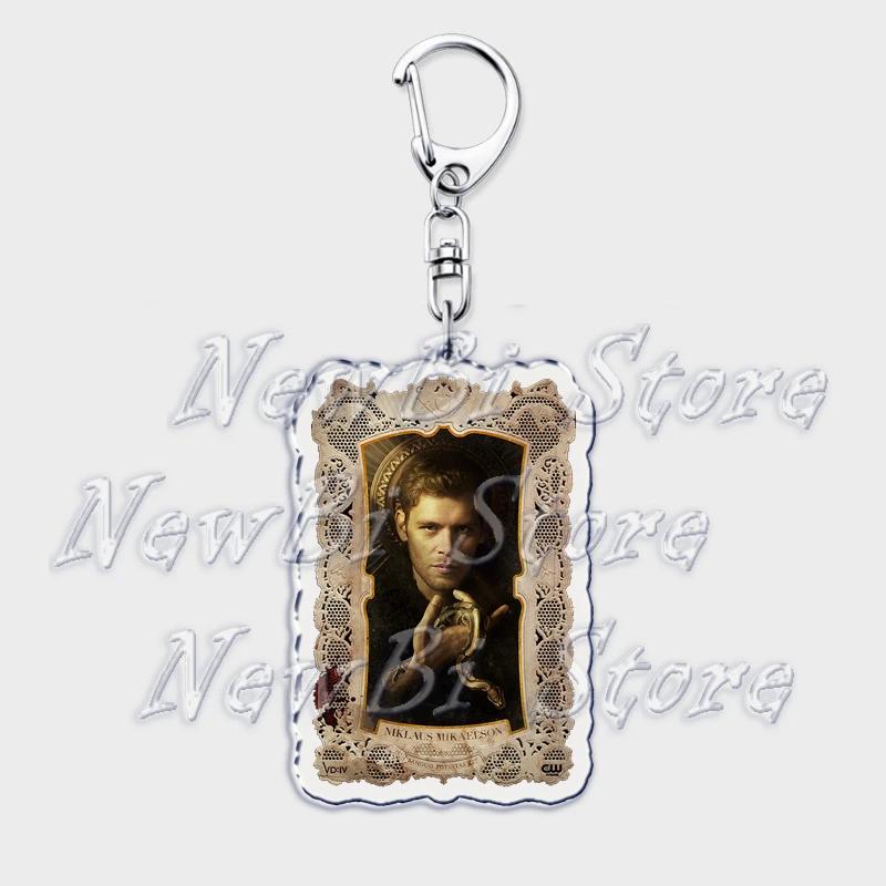 TVD The Vampire Diaries Keychain for Accessories Bag Damon Stefan Salvatore Elena Gilbert Key Chain Keyring Jewelry Fans Gifts