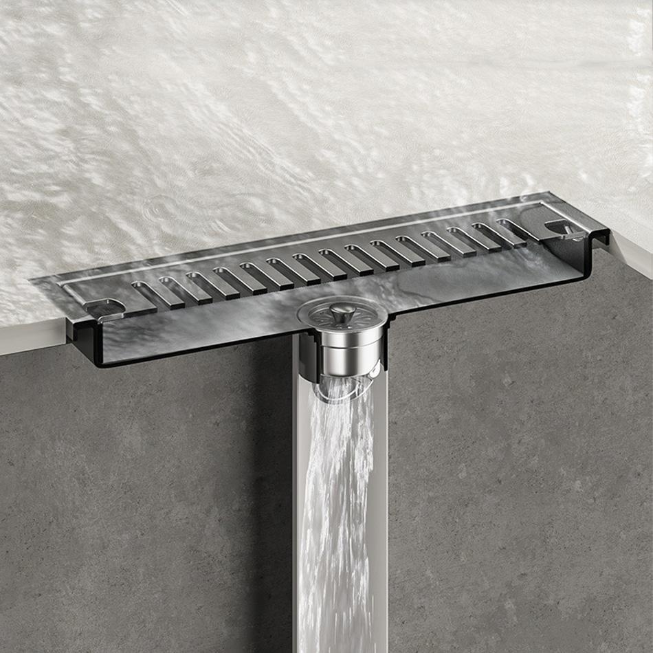 Grey Shower Floor Drain for Bathroom Balcony 304 Stainless Steel Long Linear Rapid Drainage Side Floor Drains 20 30 40 50 CM