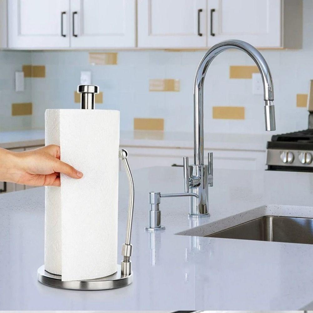 Weighted Base Paper Holder Stainless Steel Napkins Rack Practical Freshness Film Shelf  Bathroom