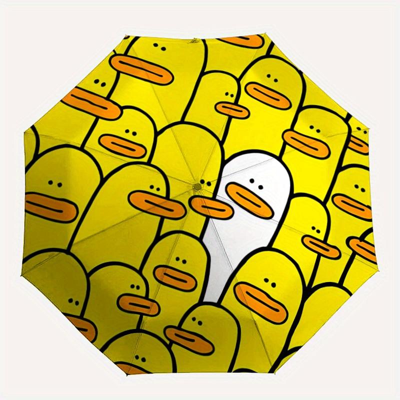 

1pc Duck Pattern Automatic Opening/Closing Folding Umbrella with 68 Ribs, Plastic Handle, Windproof Portable Sunshade Umbrella Halloween and