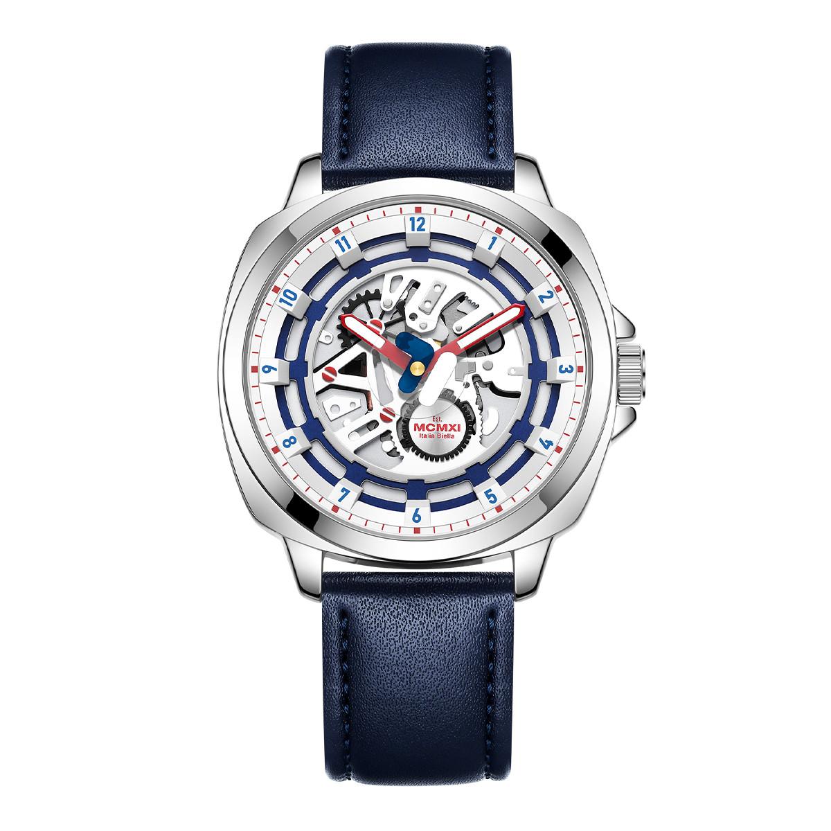 

FILA Fashion Series European And American Style Trendy Sports Mechanical Watch Quartz Movement Leather Strap White Dial Men watches 6551 46FLM38-6551-002