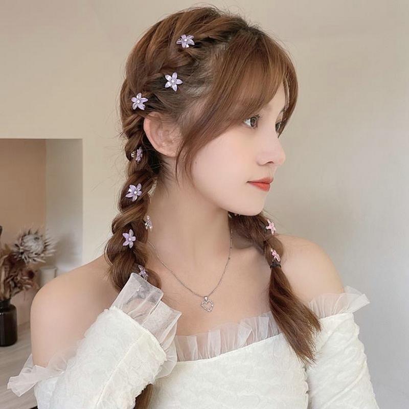 10Pcs/set Flower Hair Clips Rhinestones Girl Hair Claws Kids Fashion Hairpins Sweet Headwear Hair Accessories