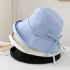 Women's Bucket Hat Elegant Lady Fisherman Cap With Bow Wide Brimmed Spring Summer Hats For Women Cloth Foldable Sunhat New