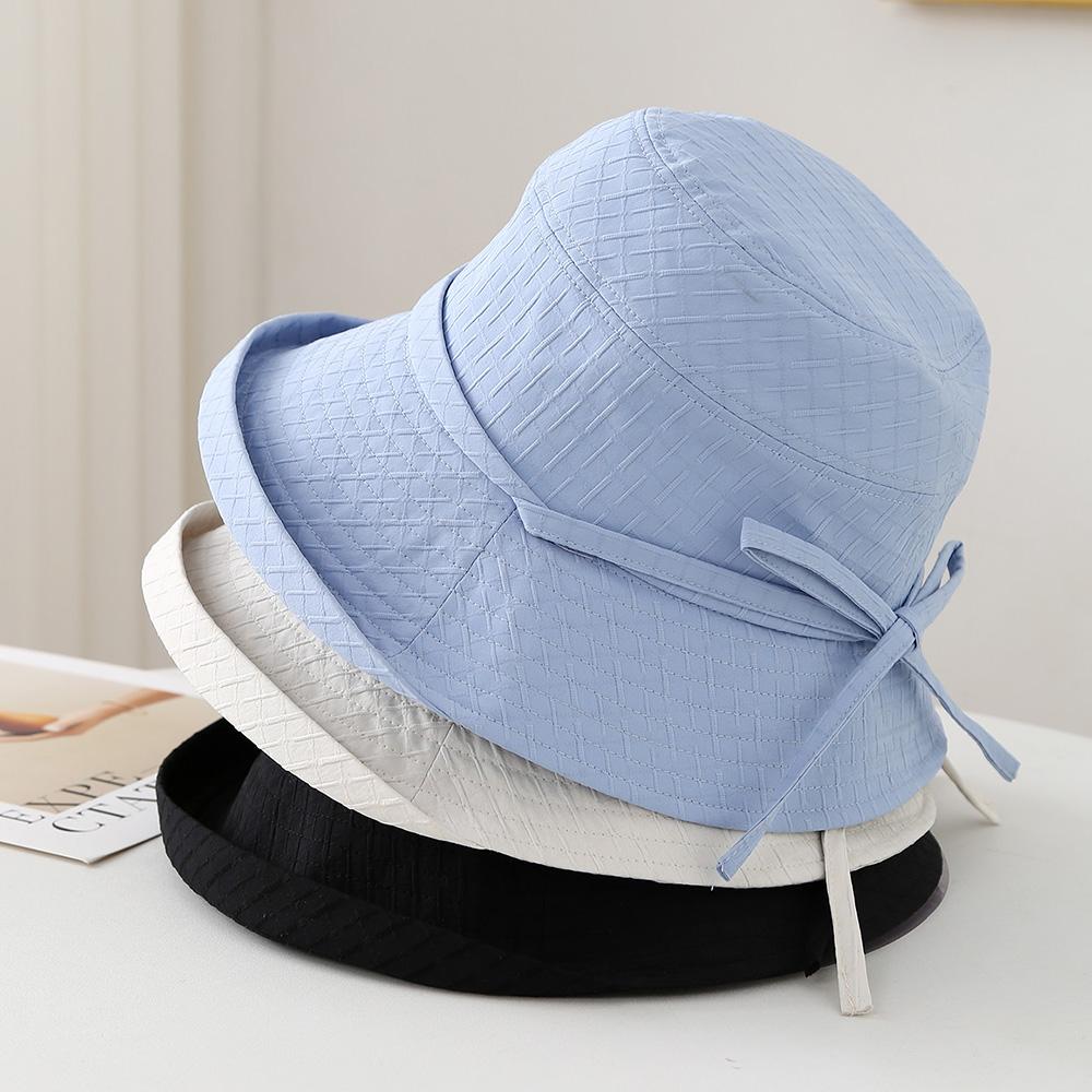 Women's Bucket Hat Elegant Lady Fisherman Cap With Bow Wide Brimmed Spring Summer Hats For Women Cloth Foldable Sunhat New