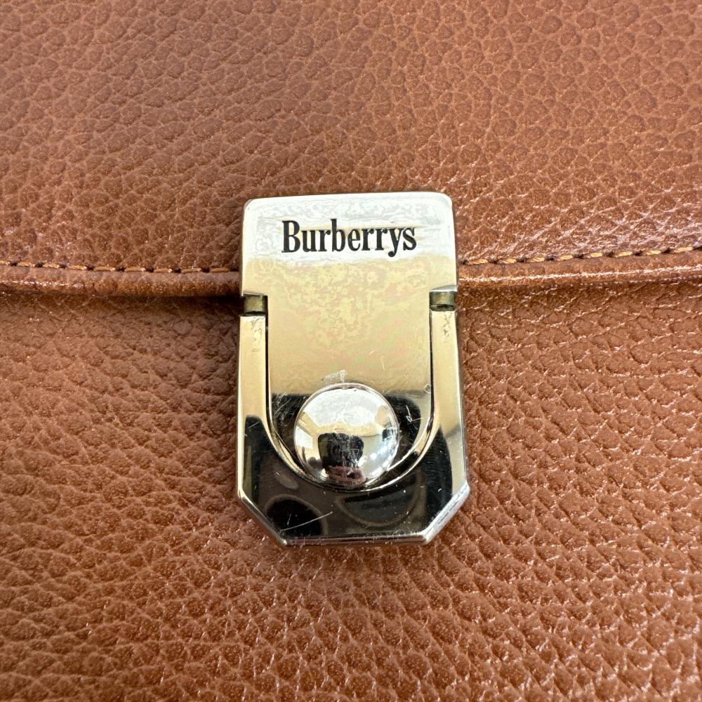 Burberrys 2-Wege Vintage V-Leder Umhängetasche Braunes Leder Gebraucht