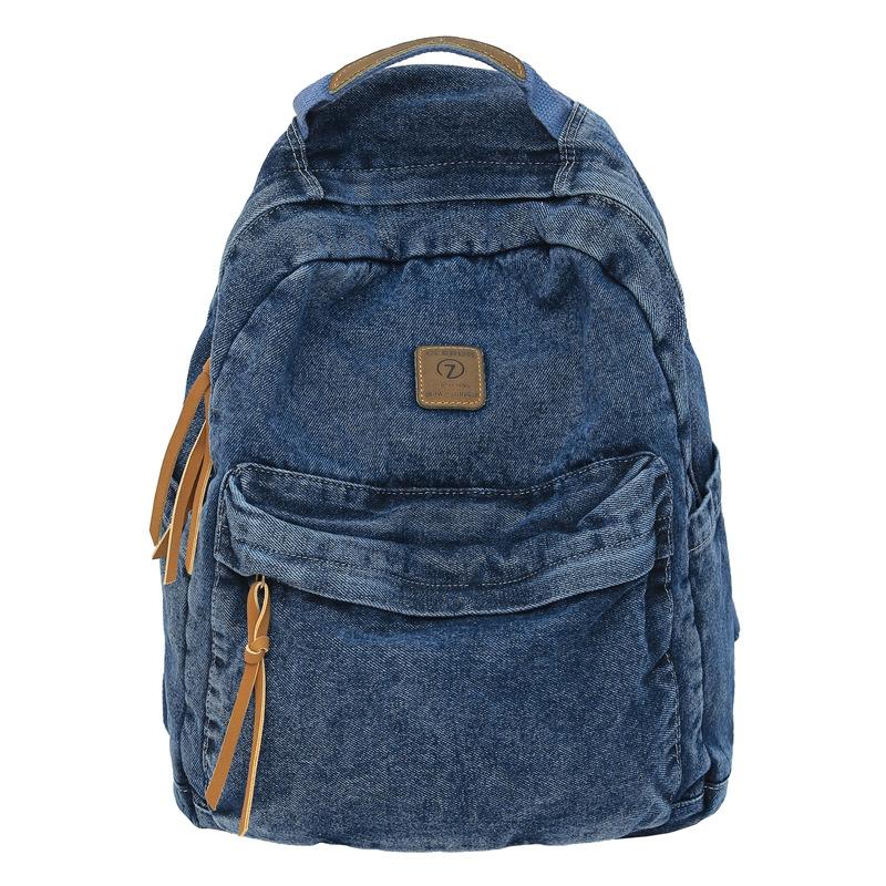 

Рюкзак из денима, школьный рюкзак в стиле ретро, школьный портфель для старшей школы темно-синий