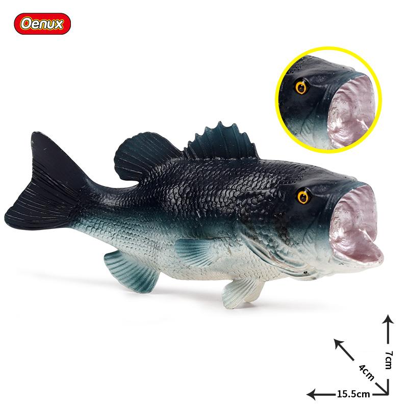 Oenux Sea Life Animals Model Action Figures Ocean Fish Sailfish Bass Grouper Salmon Aquarium Figurines PVC Educational Kids Toy