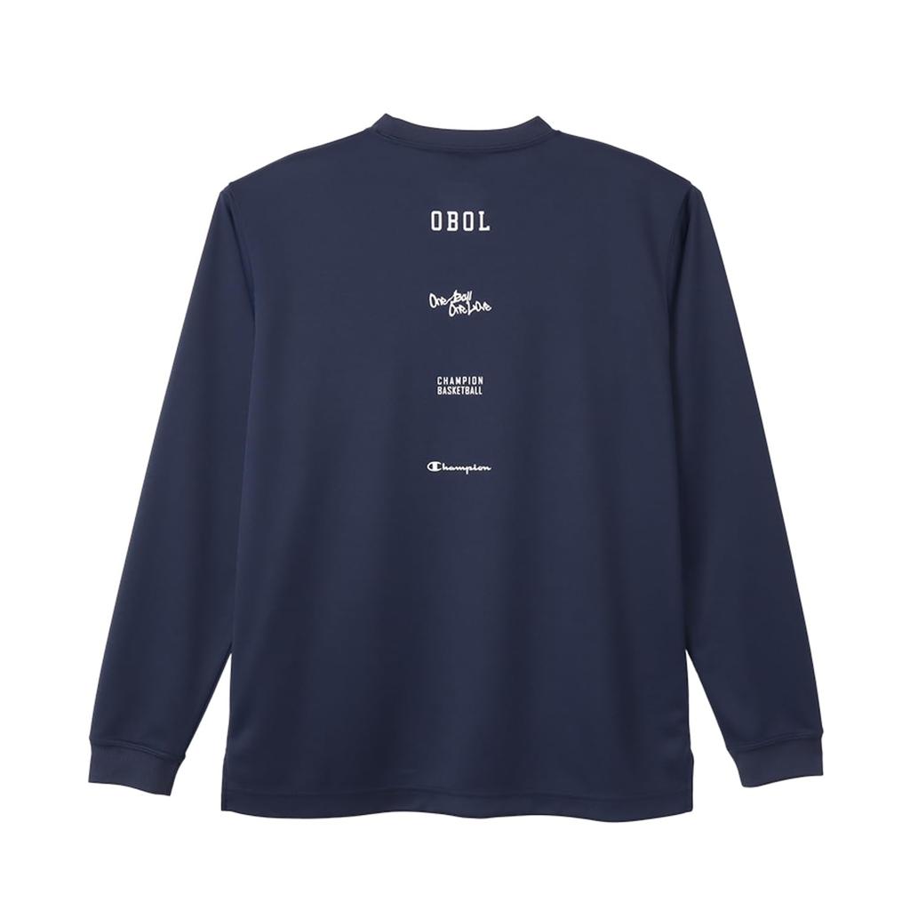 Champion Long Sleeve Crew Odor Quick Script Mini Long Sleeve Basketball Kids' T-Shirt, Neck, Antibacterial, Resistant, Drying, Logo, T-Shirt, Navy,