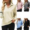 V-neck Pullover Sweatshirt Women Solid Colour Long Sleeve Loose Peplum Casual Top Women Blend Comfortable Versatile Undercoat Long Sleeves Sweater
