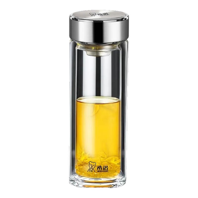 XINUO 2024 Double-Layer Glass Tea Infuser Water Bottle