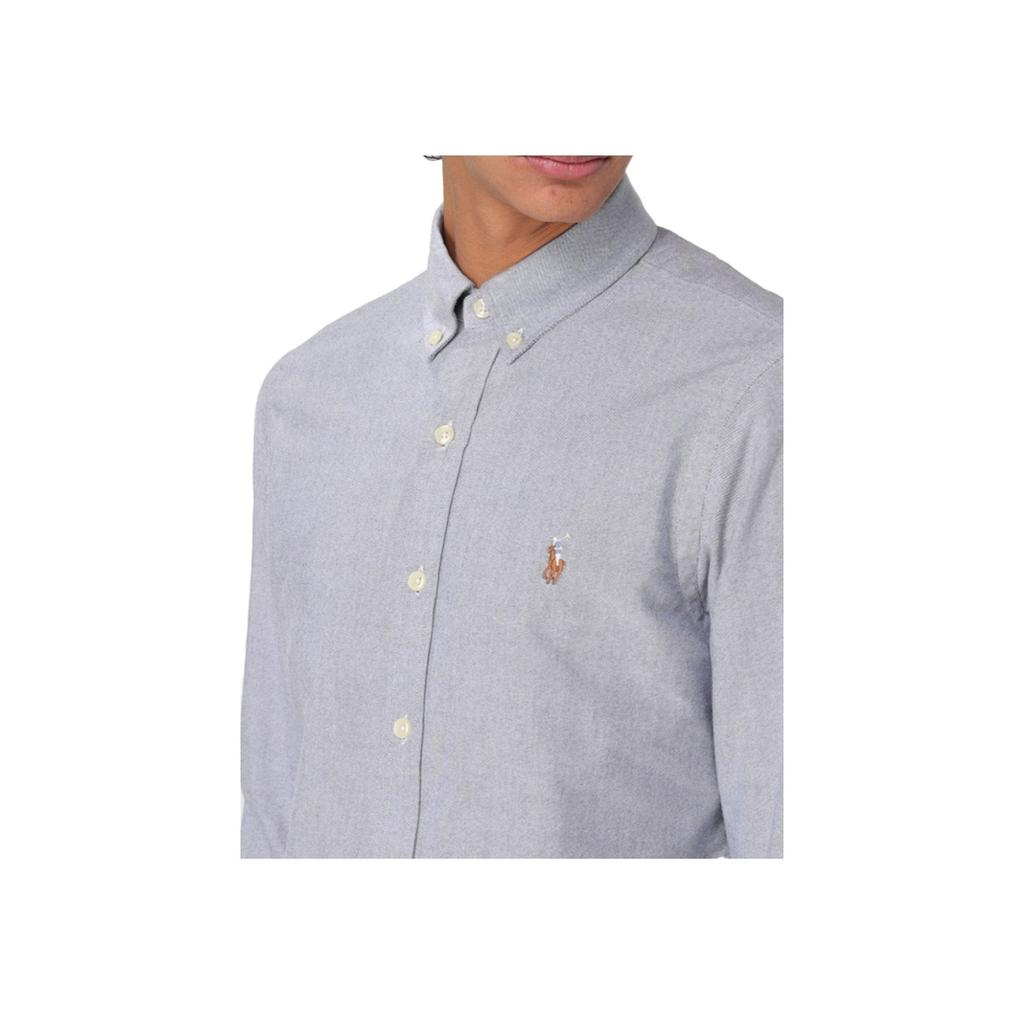 Polo Ralph Lauren Logo Embroidered Long Sleeve Shirt Men shirts Gray 710575710-001