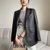 Leather jacket women's blazer spring and autumn new loose black pu temperament small suit top