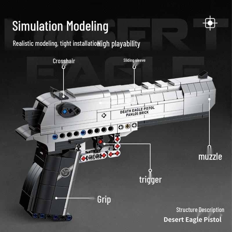 Desert Eagle Pistol Building Block Toy Set for Kids