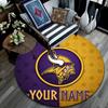 Custom Name Minnesota Vikings2 Round Area Rug,Carpet Rug for Living Room Bedroom Sofa Playroom Decor,Non-slip Floor Mat