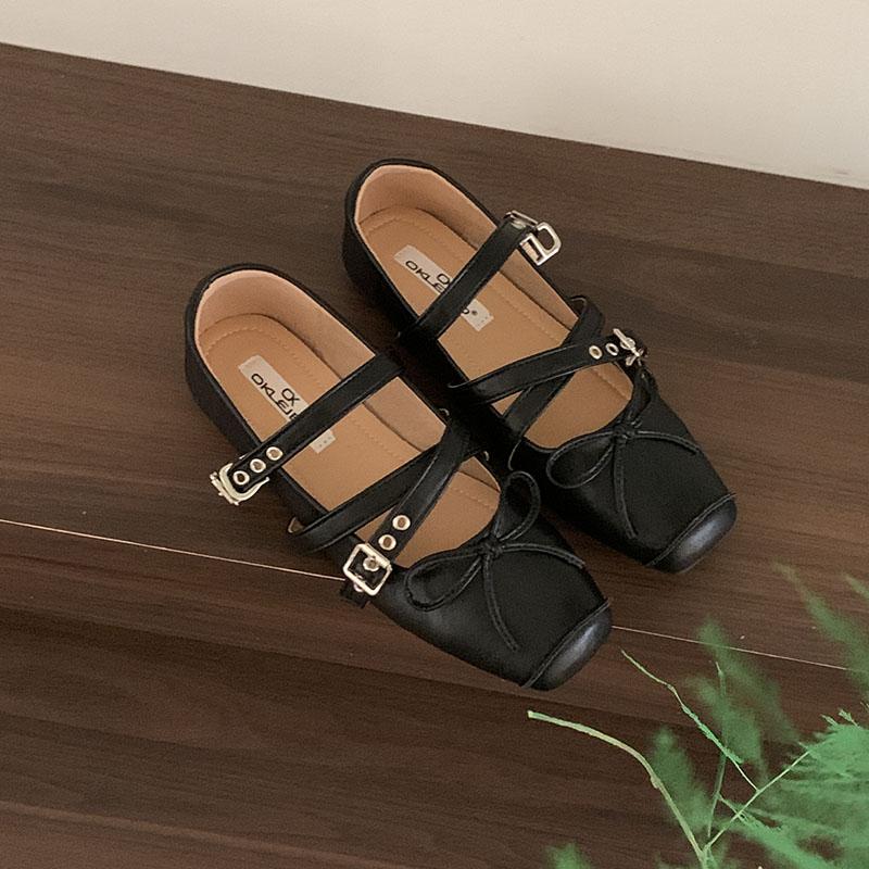 

Модные мягкие женские неглубокие женские балетки с обувью, обувь с бантом-бабочкой, модный ремешок с пряжкой, женские туфли-лодочки Мэри Джейн 35 чёрный