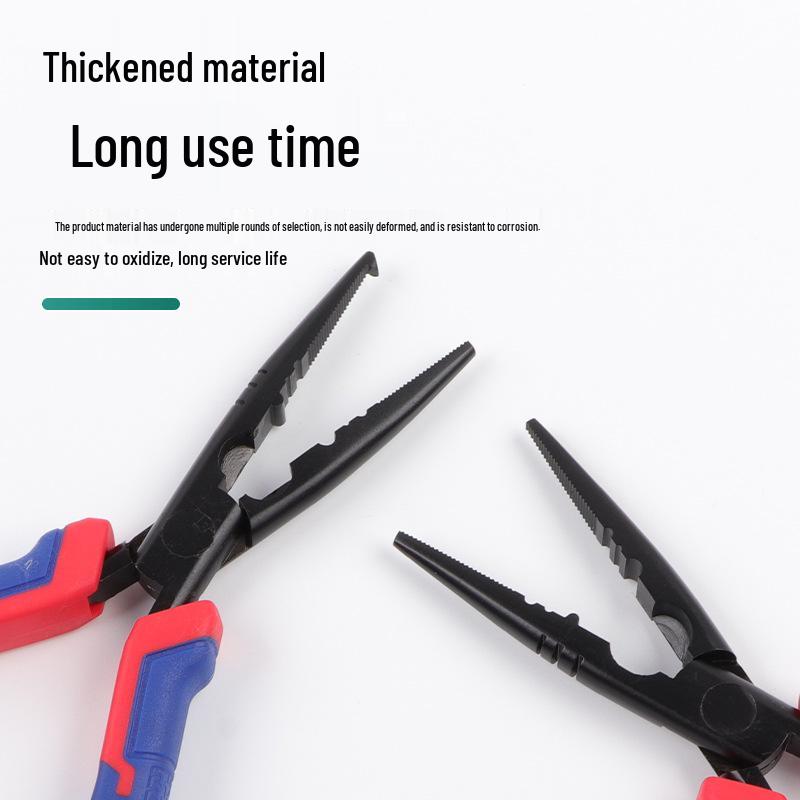 Rust-Proof Teflon Needle-Nose Pliers with Hook, Bent Nose, Multifunctional Electrician's Tool, Non-Stick Wire Gripping Pliers