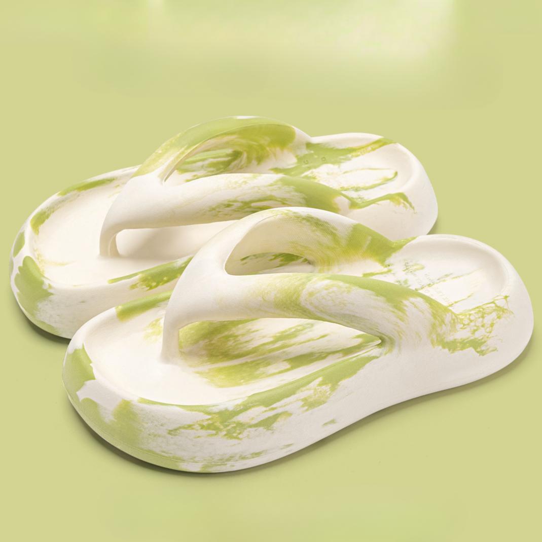 Женские шлепанцы с толстой подошвой лето 2025 г новые нескользящие пляжные тапочки с увеличенным голенищем 36-37 зелёный 1234₽