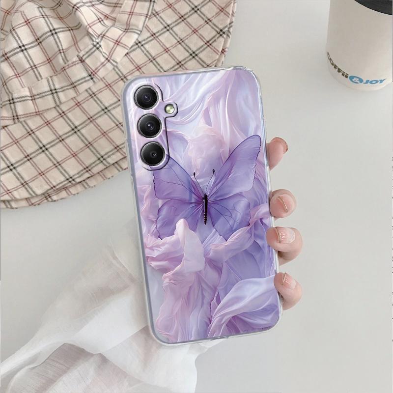 

Мягкий прозрачный силиконовый чехол Butterfly Marble для Xiaomi Redmi Note 13 14T 15 Samsung A55 A35 S24 iPhone Huawei Honor Camera Защитный противоударный чехол Samsung Galaxy A34 5G