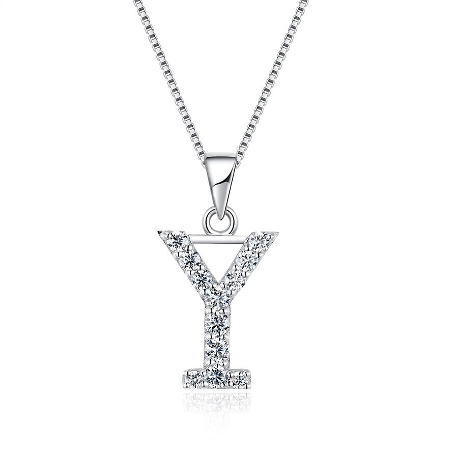 Umcho 925 Sterling Silver Capital Initial Y Letter Pendant Necklace Jewelry For Women