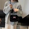 Cute Girls Bow Knot Plush Handbag Korean Ladies Winter Soft Fluffy Shoulder Bag With Top Handle Faux Fur White Crossbody Bag