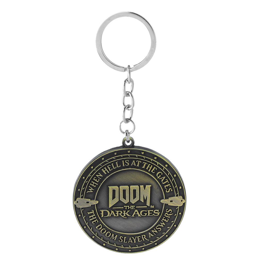 Retro Shooting Game Metal Keychain with Drip Oil Pendant & English Letter Design