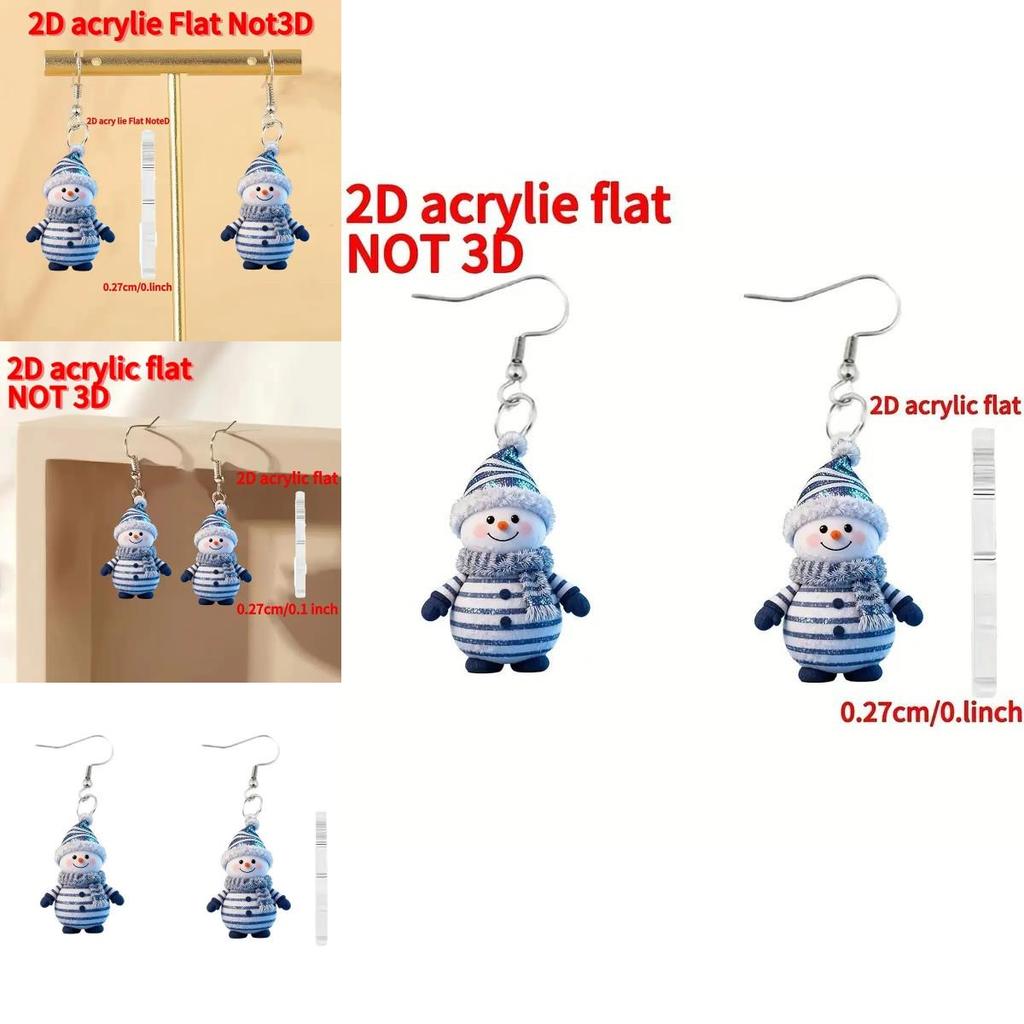 Winter Holiday Acrylic Ear Accessories With Cartoon Snowman For Seasonal Wear