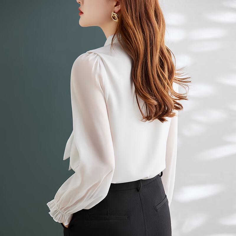 Camicetta da Donna Trueman in Chiffon a Manica Lunga con Fiocco