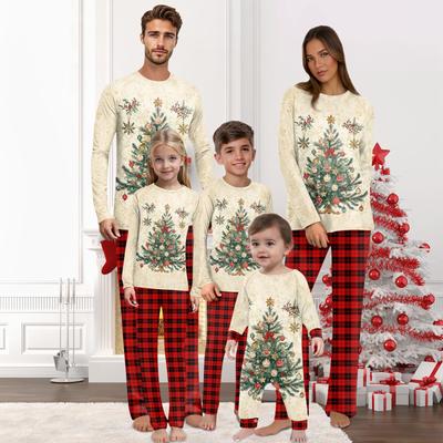 Christmas Prints Family Matching Long Sleeve Tops+Pants Set Family Matching Sets