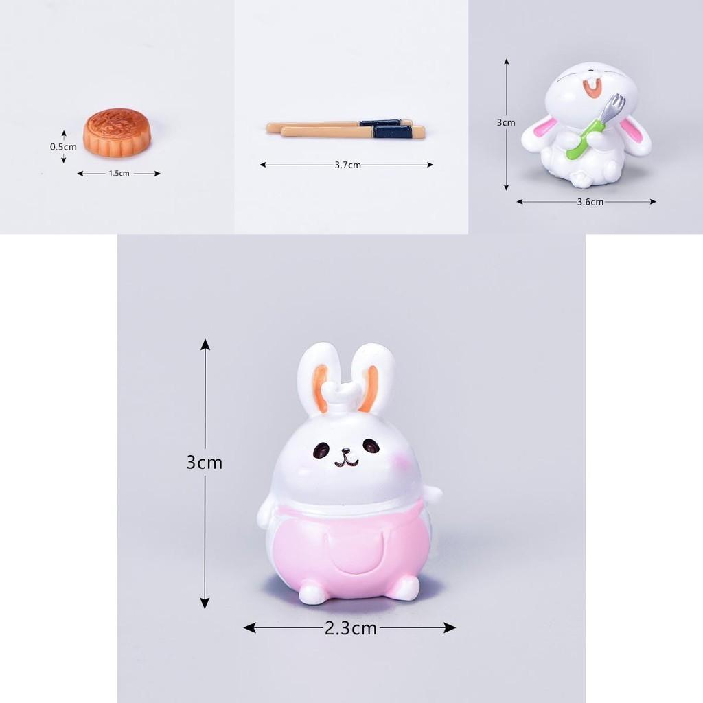 Delightful Mid-autumn Festival Series Resin Rabbit Eat Mooncake Micro Landscape Decoration