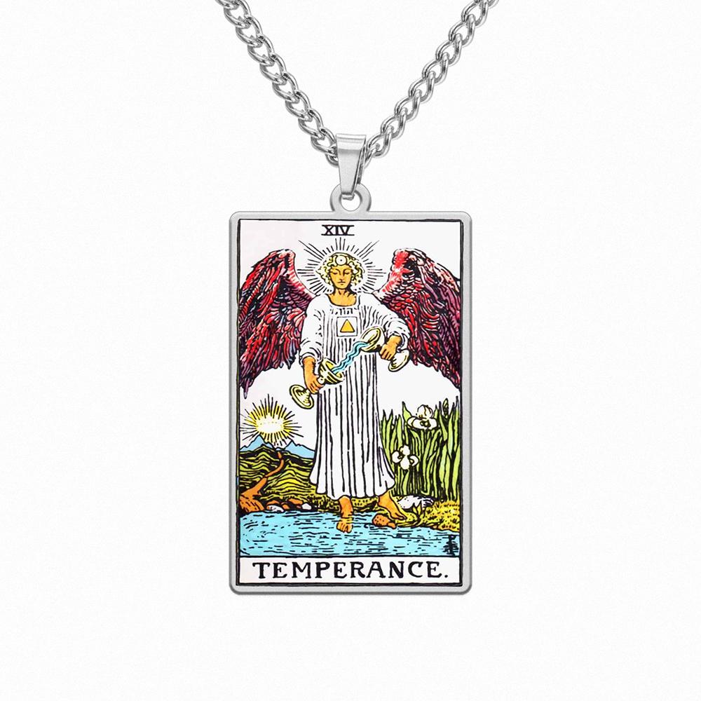 Dawapara 22 Styles Tarot Card Good Luck Amulet Necklace Sun Moon UV Colorful Pendant Stainless Steel Spiritual Jewelry