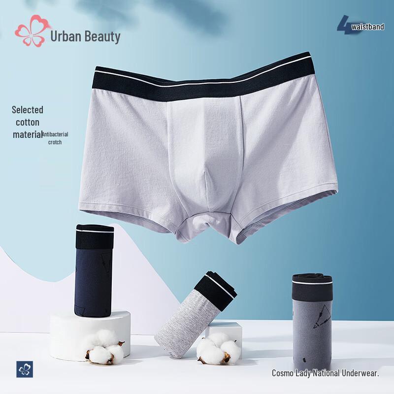 Men's Pure Cotton Boxer Briefs 4-Pack