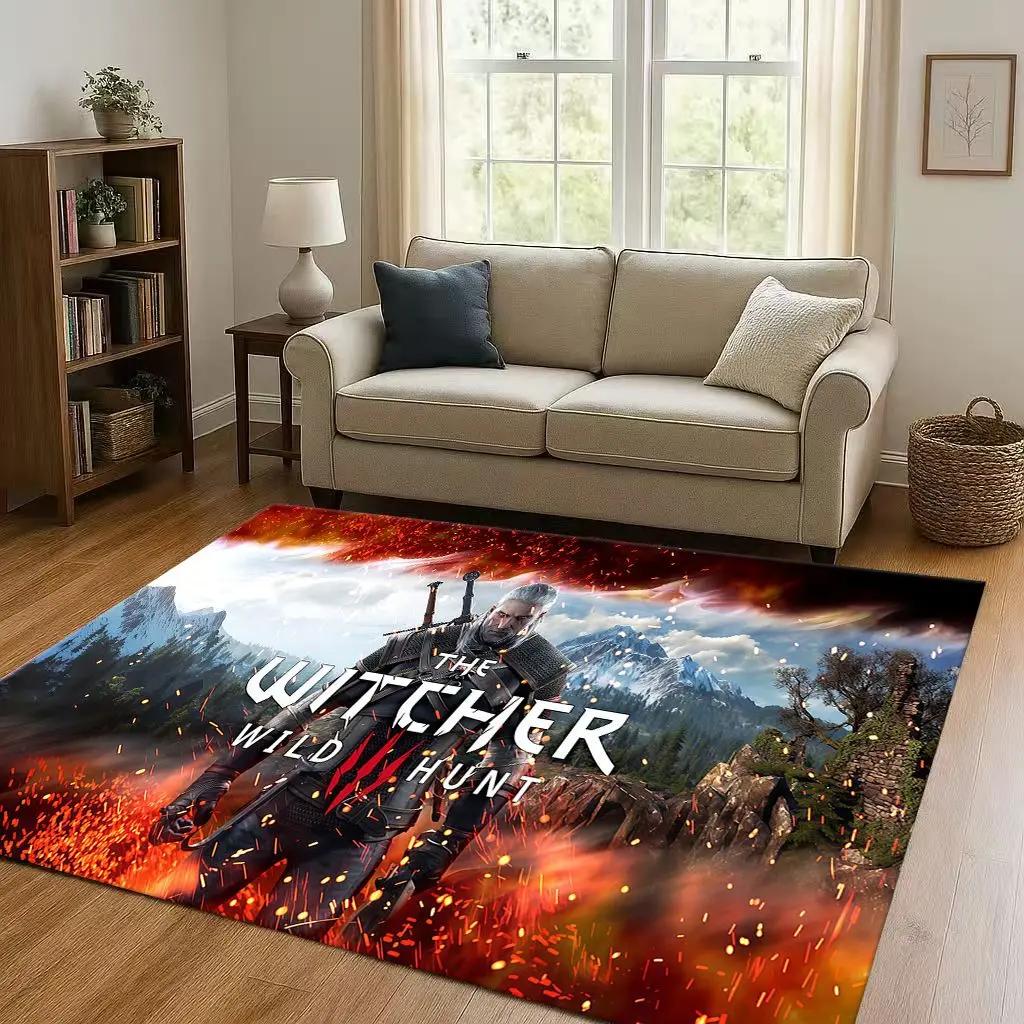 HD The W-Witcher Game Geralt Gamer Cartoon Living Room Non-Slip Area Rug Carpet For Bedroom Playroom Sofa,Home Doormat Kid Gift