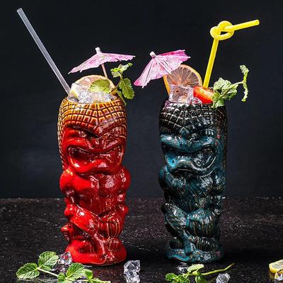 Tiki Mug Hawaiian Cocktail Cups Party Wine Mug Beer Beverage Mug Christmas Creative Ceramic Funny Cup Tiki Mug Halloween Gift