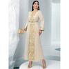 New V-neck Fashion Lace Bead Embroider Lace Patchwork Dress V-Neck Nail Bead Dress