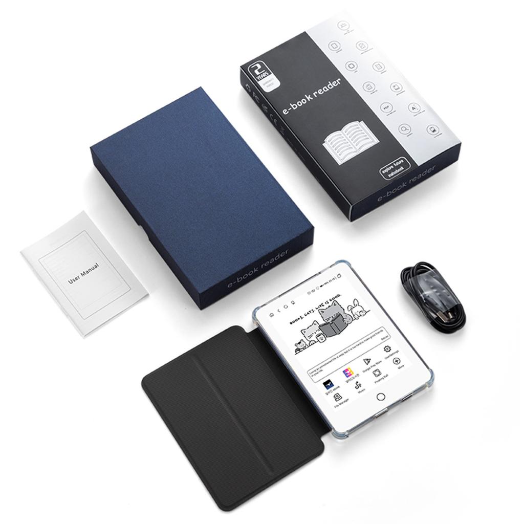 6 Inch E Book Reader with 300DPI Clear Screen 4+64GB Storage Built in Reading Light White