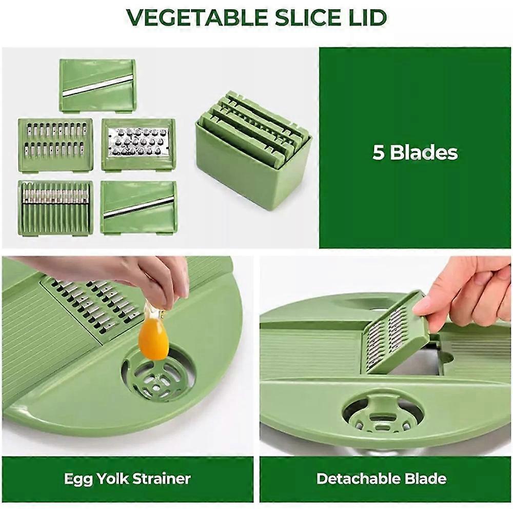 5 In 1 Vegetable Spin Chopper, Salad Spinner with Slicer, Lettuce Spinner Dryer