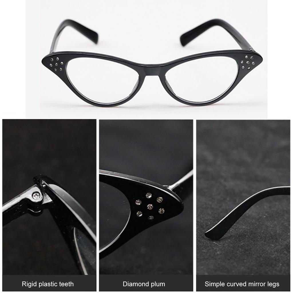Vintage Glasses for Adult and Kids with Rhinestones Unisex Nerd Styles Clear Lens Glasses for Cosplay Costume Party