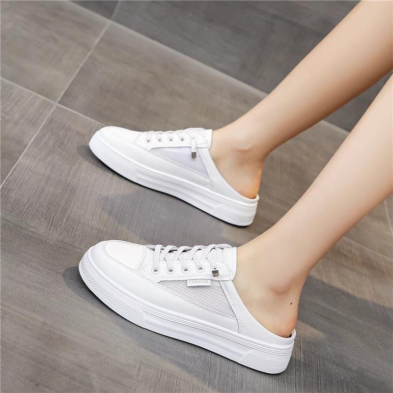 Half-towed little white shoes for women to wear outside the summer new thick-soled heightening lazy without heel bag head cool support casual shoes