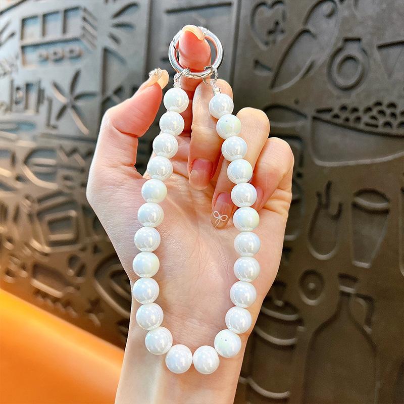 Flash Beaded Mobile Phone Chain Crystal Bow Key Bag Lanyard Pearl Mobile Phone Lanyard Small Gift