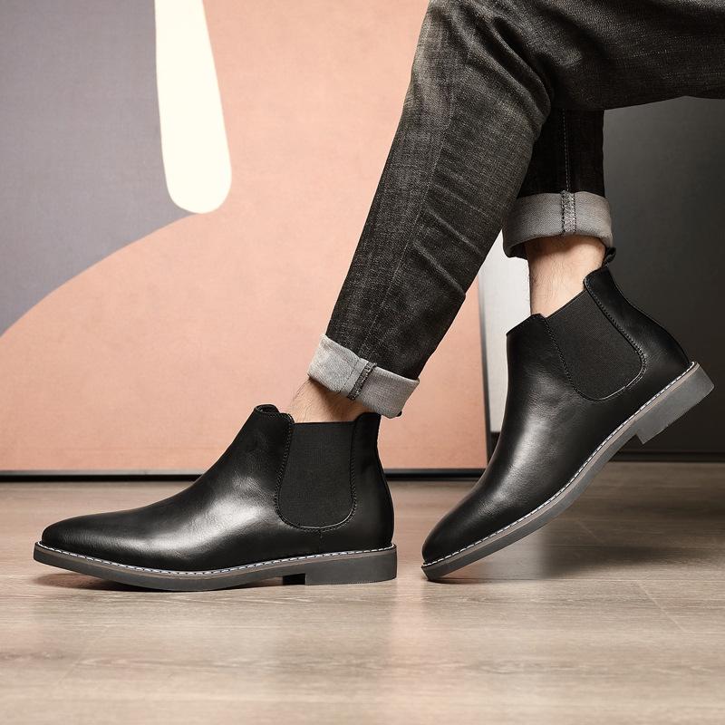 Men's Boots Fashion Chelsea Boots New Business Male Ankle Boots High Top Casual Leather Boot Plus Size British Style Dress Boot