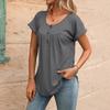 Women’s Casual Short Sleeve Pullover T Shirt with Crew Neck and Button Loose Fit Summer Top Blouse