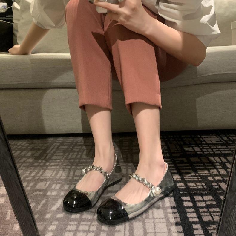 

Sheepskin version~ Pearl flat leather Mary Jane shoes thick heel platform single shoes children s leather small leather shoes 40