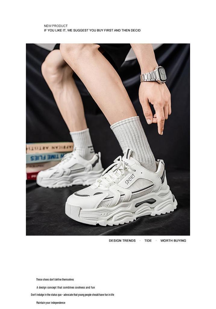 Men's White Winter Mesh Height-Boost Sports Shoes