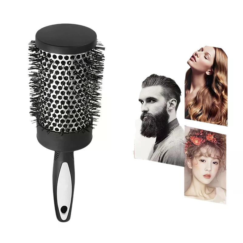Round Curling Roller Comb Hair Styling Nylon Brush Thermal Aluminum Tube Barrel Hair Comb For Woman Man Hair Blowing And Drying