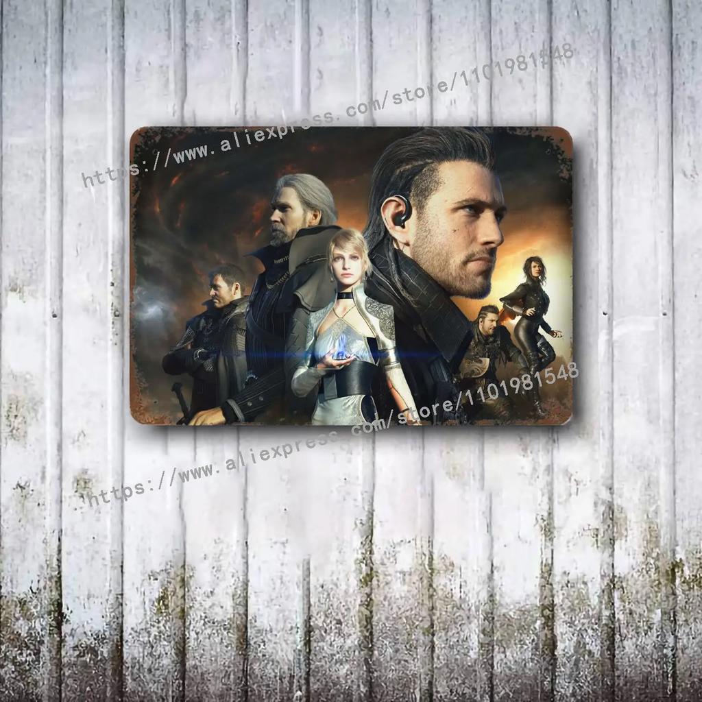 Yoshitaka Amano Final Fantasy VIIs Poster Vintage Blech Metallschild Dekorative Plakette für Pub Bar Man Cave Club Wanddekoration