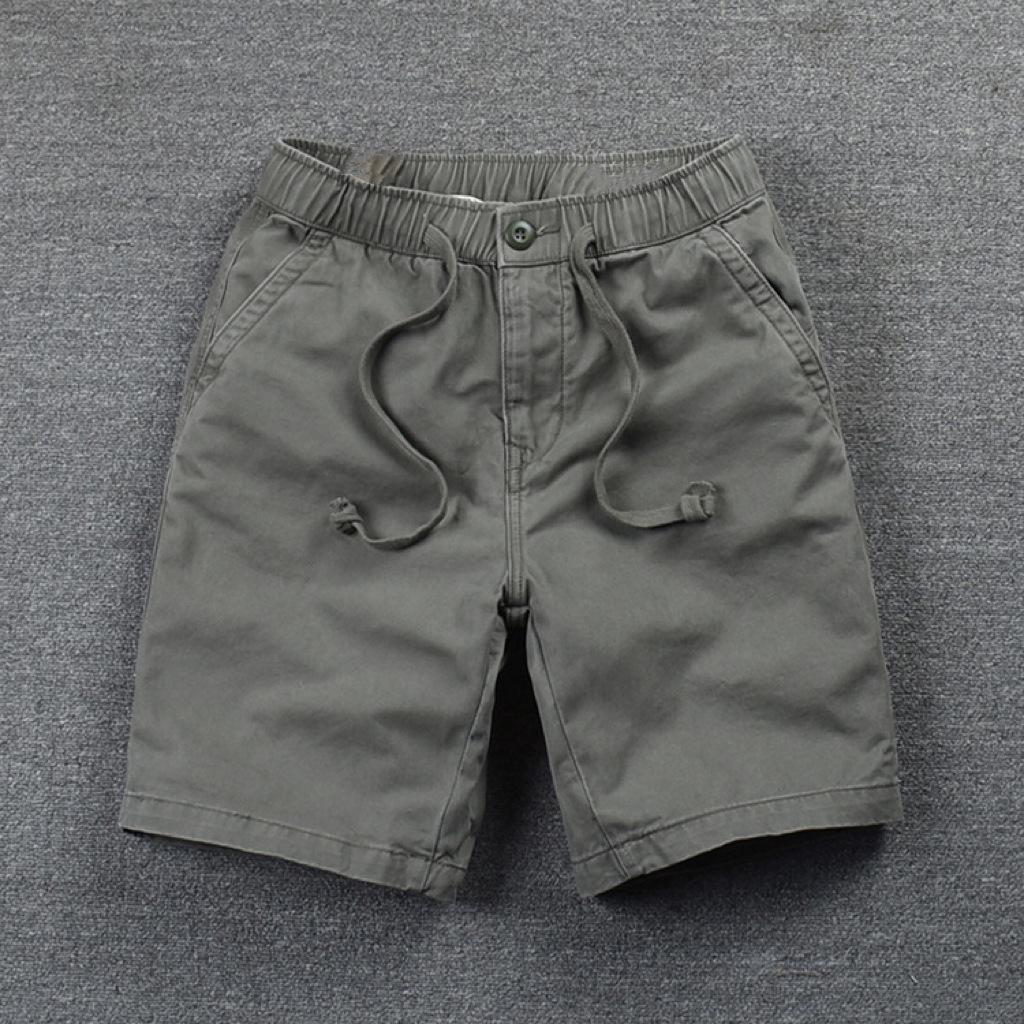 Men's 2022 Summer Elastic Waist Casual Shorts - Solid Color, Korean Style, Trendy, with Drawstring.