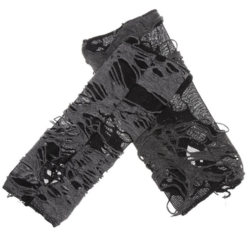 Unisex Gothic Black Gloves Fingerless Long Glove For Women Men Sexy Festival Gloves Mittens Clubwear Dance Cosplay Accessories