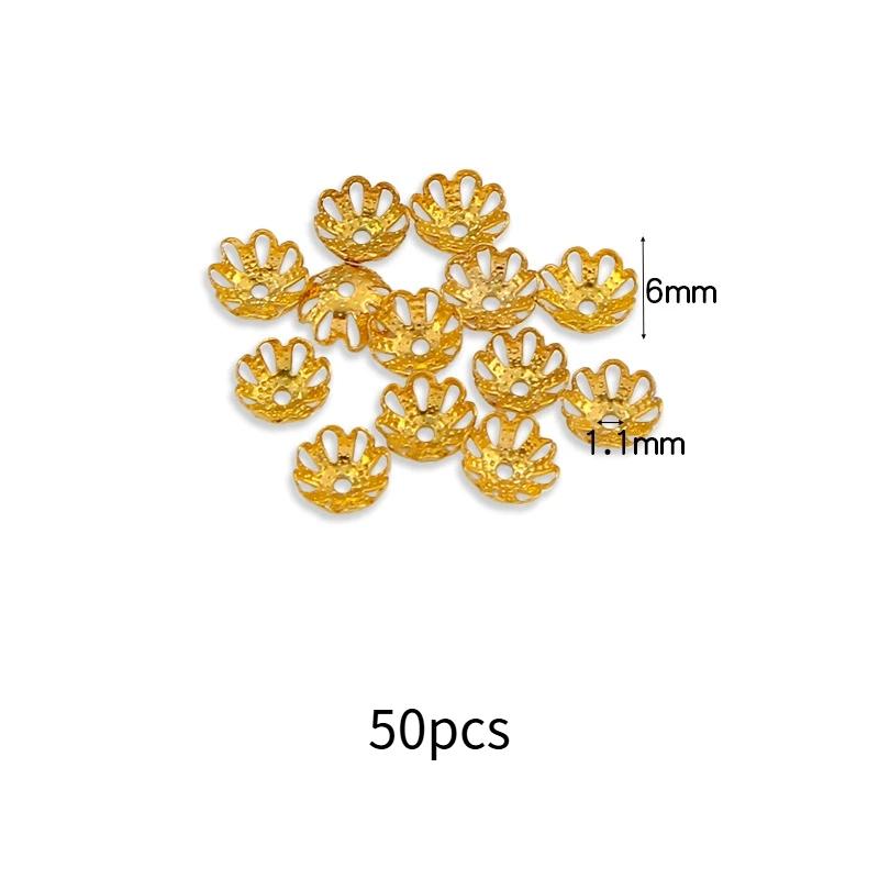 50Pcs Gold Bead Caps Metal Spacer Bead Covers Jewelry Making Findings For Bracelet Necklace Diy Craft